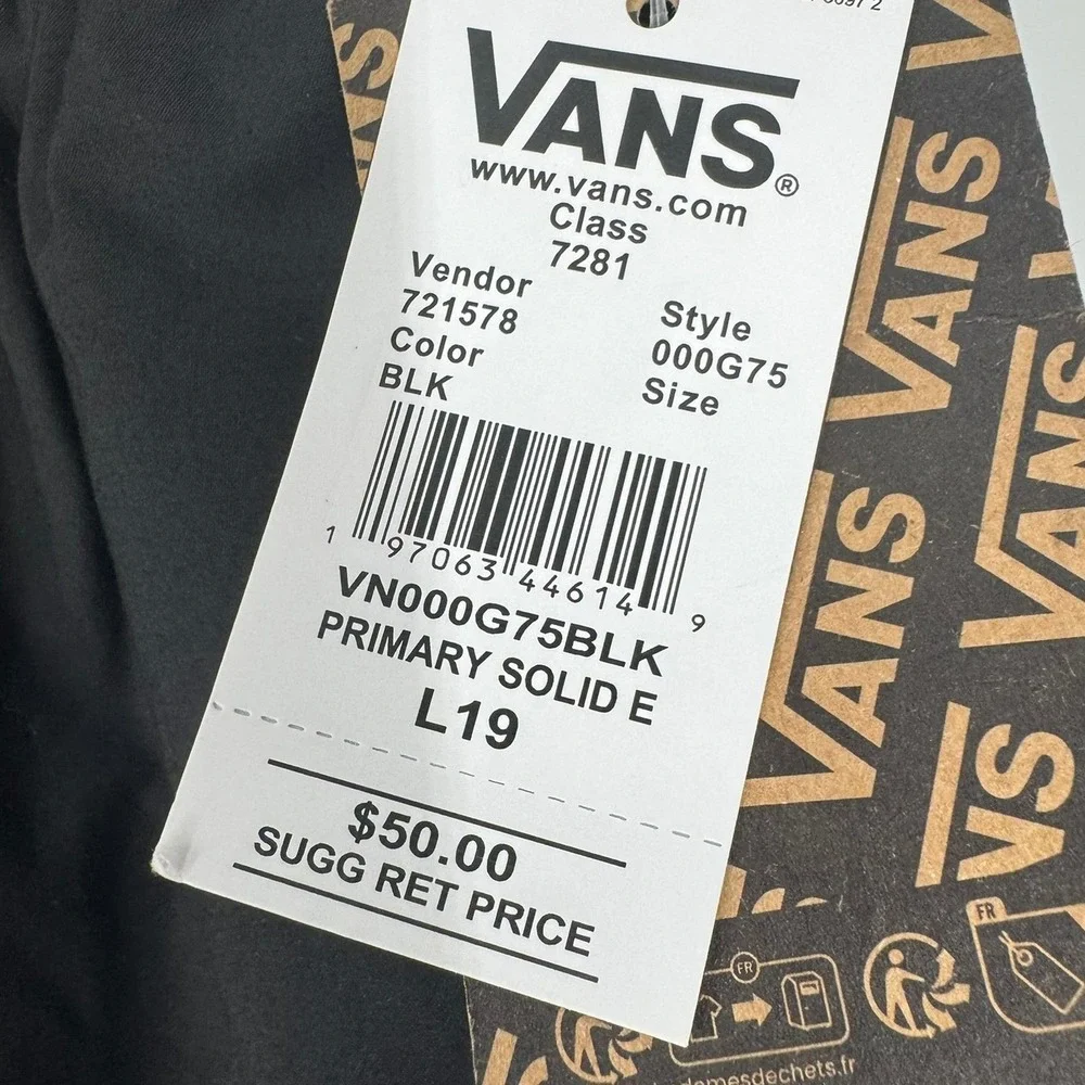 Vans Mens Primary Solid Elastic Boardshorts Black Relaxed Fit Size Large NWT